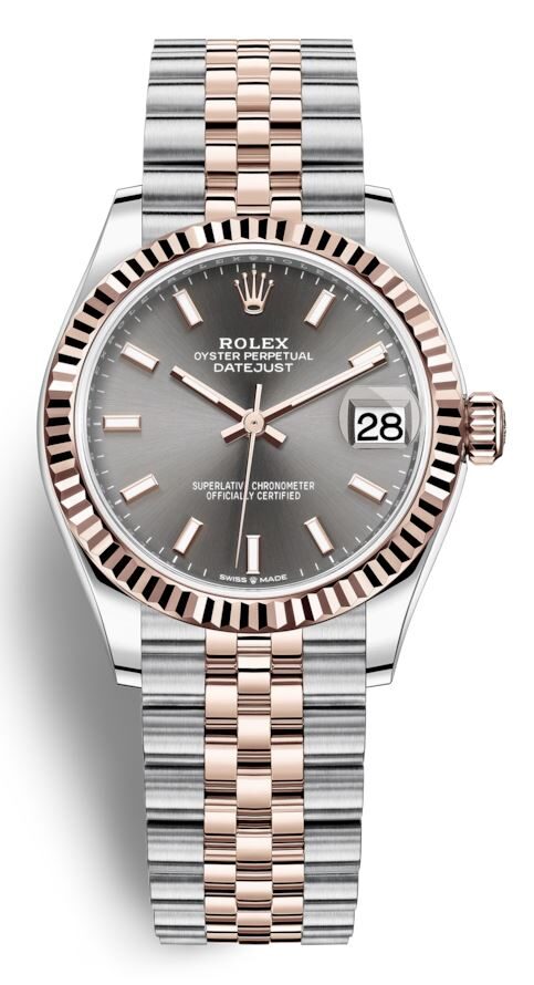 Rolex Datejust 31 Dark Rhodium Dial Automatic Ladies Steel and 18kt Everose Gold Jubilee Watch #278271DRSJ - Watches of America