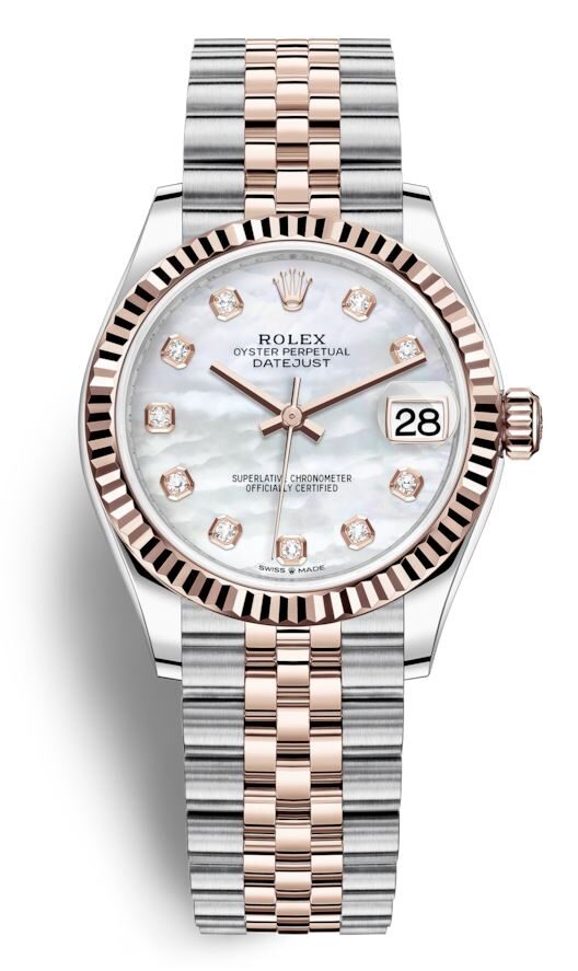Rolex Datejust 31 Mother of Pearl Diamond Dial Automatic Ladies Steel and 18kt Everose Gold Jubilee Watch #278271MDJ - Watches of America