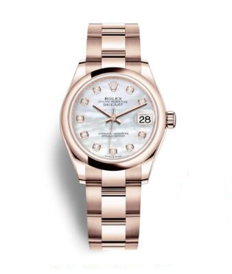 Rolex Datejust 31 Mother of Pearl Diamond Dial Ladies 18 ct Everose Gold Oyster Watch #278245MDO - Watches of America