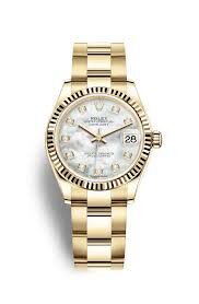 Rolex Datejust 31 Mother of Pearl Diamond Dial Ladies 18kt Yellow Gold Oyster Watch #278278MDO - Watches of America