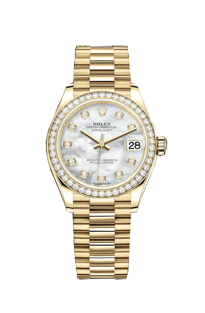 Rolex Datejust 31 Mother of Pearl Diamond Ladies 18kt Yellow Gold President Watch #278288MDP - Watches of America