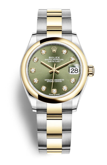 Rolex Datejust 31 Olive Green Diamond Dial Ladies Oyster Watch #278243GNDO - Watches of America