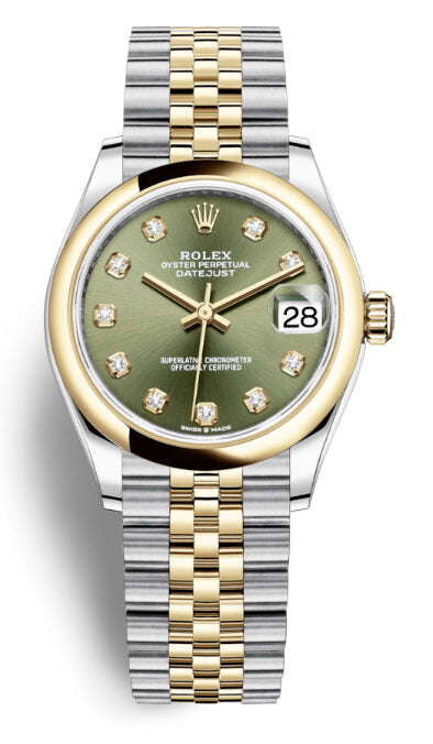 Rolex Datejust 31 Olive Green Diamond Dial Ladies Steel and 18kt Yellow Gold Jubilee Watch #278243GNDJ - Watches of America