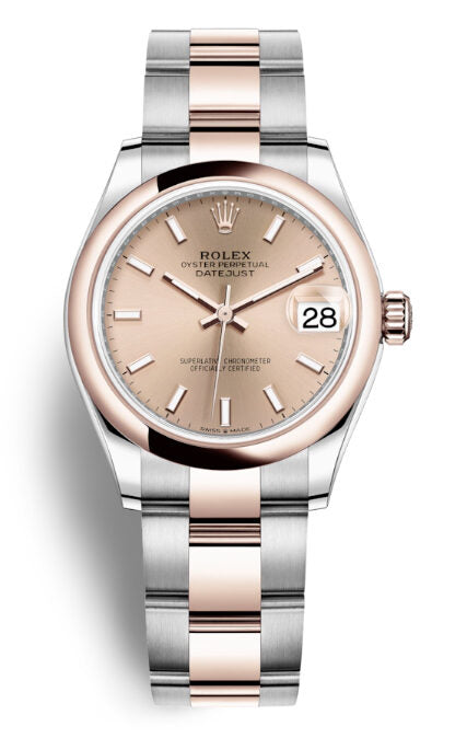 Rolex Datejust 31 Rose Dial Automatic Steel and 18kt Everose Gold Oyster Watch #278241PSO - Watches of America