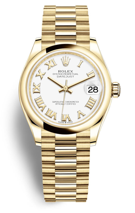 Rolex Datejust 31 White Dial Automatic Ladies 18kt Yellow Gold President Watch #278248WRP - Watches of America