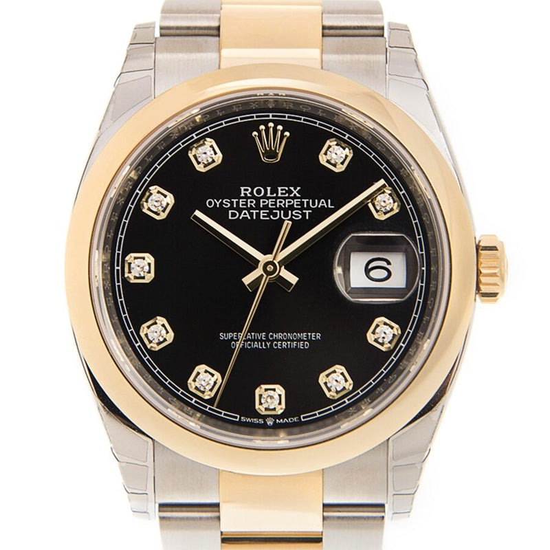 Rolex Datejust 36 Black Diamond Dial Men's Steel and 18k Yellow Gold Jubilee Watch #126203BKDO - Watches of America #2