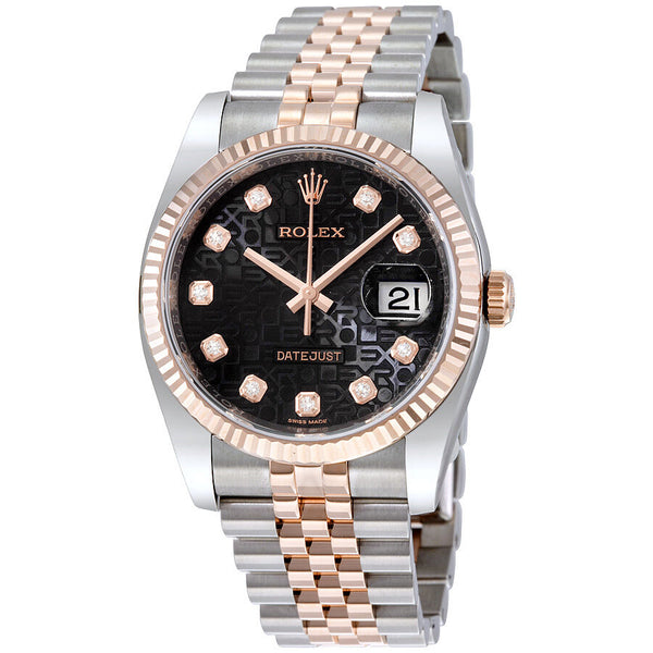 Rolex Datejust 36 Black Dial Stainless Steel and 18K Everose Gold Jubilee Bracelet Automatic Men's Watch #116231BKJDJ - Watches of America