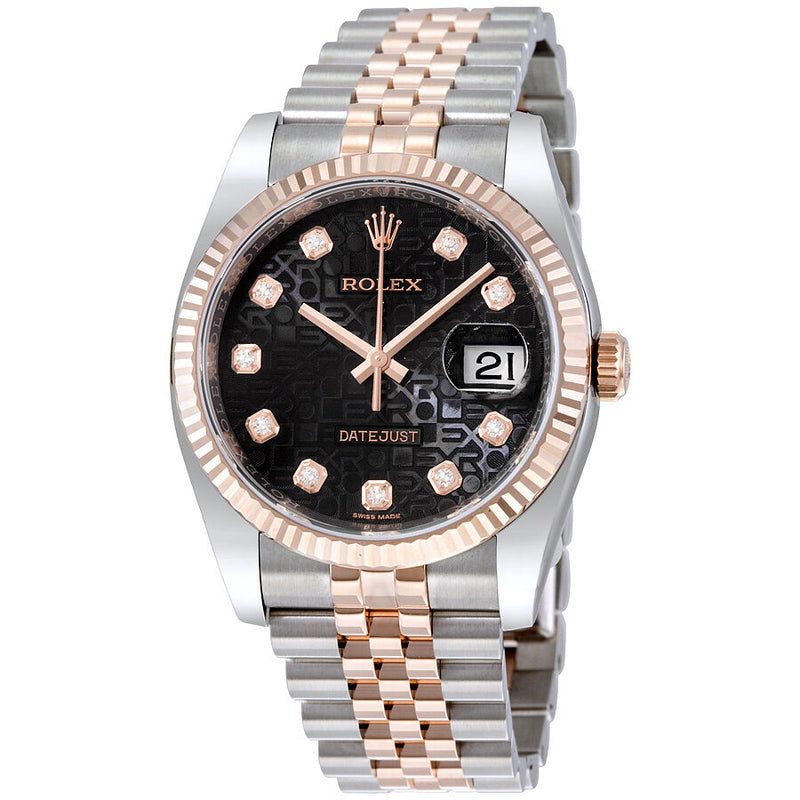 Rolex Datejust 36 Black Dial Stainless Steel and 18K Everose Gold Jubilee Bracelet Automatic Men's Watch #116231BKJDJ - Watches of America