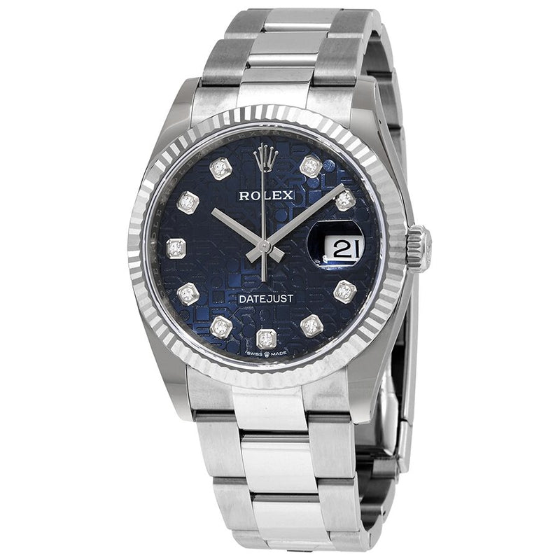 Rolex Datejust 36 Blue Jubilee Diamond Dial Ladies Oyster Watch #126234BLJDO - Watches of America
