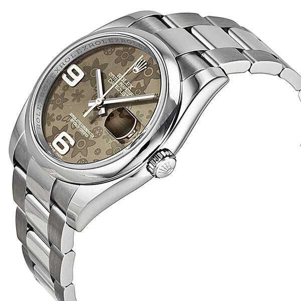 Rolex Datejust 36 Brown Floral Dial Stainless Steel Oyster Bracelet Automatic Ladies Watch BRFAO#116200 - Watches of America #2