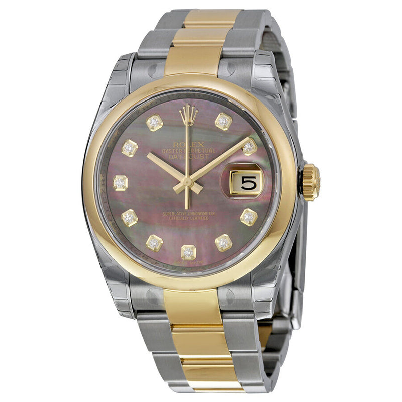 Rolex Datejust 36 Dark Mother of Pearl Dial Stainless Steel and 18K Yellow Gold Oyster Bracelet Automatic Unisex Watch #116203BKMDO - Watches of America