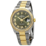 Rolex Datejust 36 Green Diamond Dial Men's Steel and 18kt Yellow Gold Watch #126283GNRDO - Watches of America