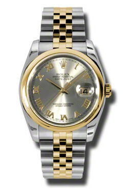 Rolex Datejust 36 Grey Dial Stainless Steel and 18K Yellow Gold Jubilee Bracelet Automatic Men's Watch #116203GYRJ - Watches of America