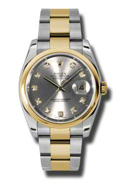 Rolex Datejust 36 Grey Dial Stainless Steel and 18K Yellow Gold Oyster Bracelet Automatic Men's Watch #116203GYDO - Watches of America