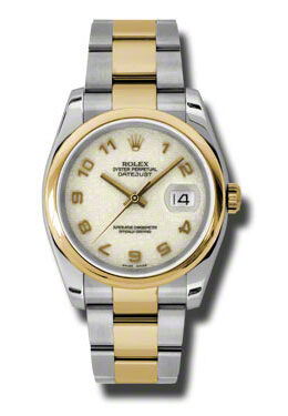 Rolex Datejust 36 Ivory Dial Stainless Steel and 18K Yellow Gold Oyster Bracelet Automatic Men's Watch #116203IJAO - Watches of America