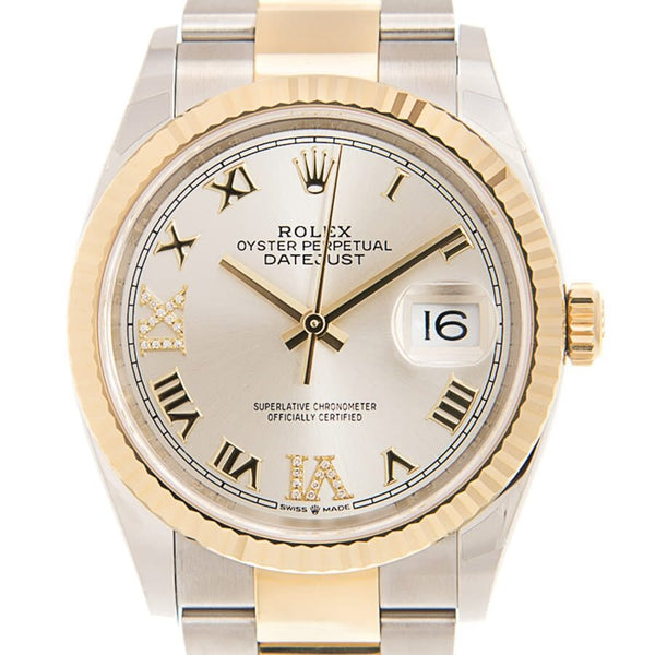 Rolex Datejust 36 Silver Diamond Dial Men's Stainless Steel and 18kt Yellow Gold Oyster Watch #126233SRDO - Watches of America #2