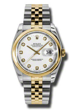 Rolex Datejust 36 White Dial Stainless Steel and 18K Yellow Gold Jubilee Bracelet Automatic Men's Watch #116203WDJ - Watches of America