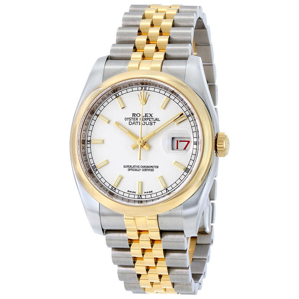 Rolex Datejust 36 White Dial Stainless Steel and 18K Yellow Gold Jubilee Bracelet Automatic Men's Watch #116203WSJ - Watches of America