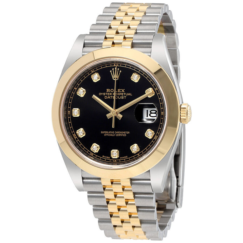 Rolex Datejust 41 Black Diamond Dial Steel and 18K Yellow Gold Jubilee Men's Watch #126303BKDJ - Watches of America