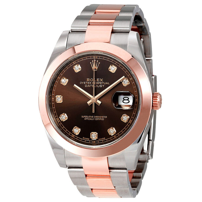 Rolex Datejust 41 Chocolate Diamond Dial Steel and 18K Rose Gold Men's Watch #126301CHDO - Watches of America