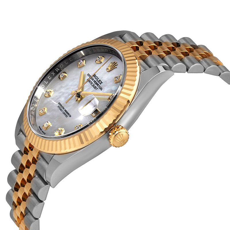 Rolex Datejust 41 White Mother of Pearl Dial Automatic Men's Steel and 18K Yellow Gold Jubilee Watch #126333MDJ - Watches of America #2