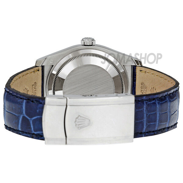 Rolex Datejust Blue Dial 18k White Gold Case Blue Leather Men's Watch #116139BLSL - Watches of America #3