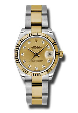 Rolex Datejust Champagne Diamond Dial Oyster Bracelet Two Tone Unisex Watch #178273CDO - Watches of America