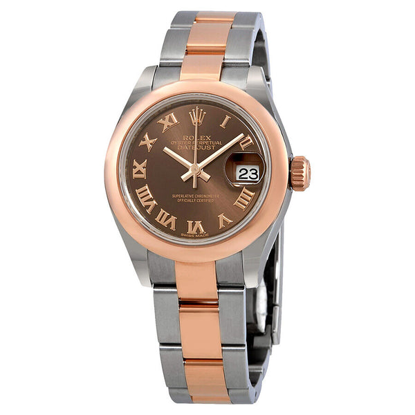 Rolex Datejust Chocolate Dial Automatic Ladies 18K Everose Gold Oyster Watch #279161CHRO - Watches of America