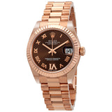 Rolex Datejust Chocolate Dial Automatic Ladies 18kt Everose Gold President Watch #178275CHRDP - Watches of America