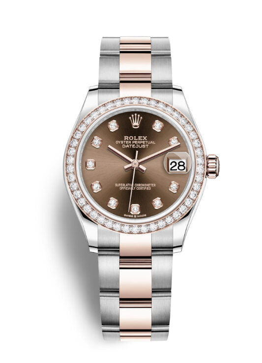 Rolex Datejust Chocolate Dial Automatic Ladies Steel and Everose Gold Oyster Watch #278381CHDO - Watches of America