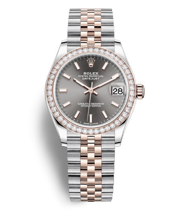 Rolex Datejust Dark Rhodium Dial Automatic Ladies Steel and Everose Gold Jubilee Watch #278381DRSJ - Watches of America