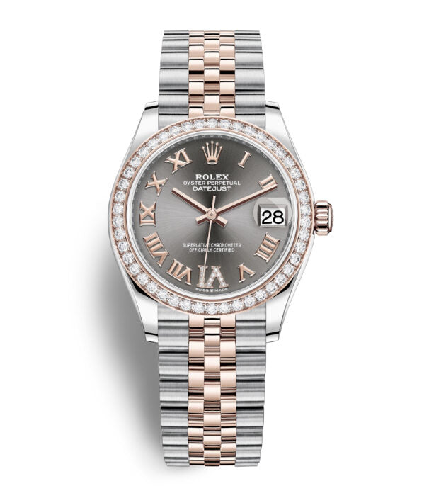 Rolex Datejust Dark Rhodium Roman Dial Automatic Ladies Steel and Everose Gold Jubilee Watch #278381DRRDJ - Watches of America