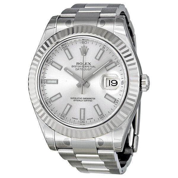 Rolex Datejust II Silver Dial Stainless Steel Oyster Bracelet Automatic Men's Watch #116334SSO - Watches of America