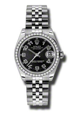 Rolex Datejust Lady 31 Black Concentric Circle Dial Stainless Steel Jubilee Bracelet Automatic Watch #178384BKCAJ - Watches of America