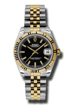 Rolex Datejust Lady 31 Black Dial Stainless Steel and 18K Yellow Gold Jubilee Bracelet Automatic Watch #178273BLSJ - Watches of America