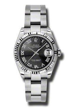 Rolex Datejust Lady 31 Black Sunburst Dial Stainless Steel Oyster Bracelet Automatic Watch #178274BKSBRO - Watches of America