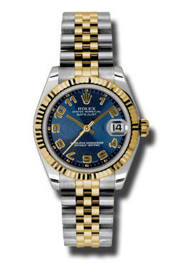 Rolex Datejust Lady 31 Blue Concentric Circle Dial Stainless Steel and 18K Yellow Gold Jubilee Bracelet Automatic Watch #178273BLCAJ - Watches of America