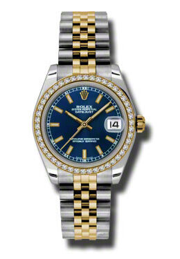 Rolex Datejust Lady 31 Blue Dial Stainless Steel and 18K Yellow Gold Jubilee Bracelet Automatic Watch #178383BLSJ - Watches of America