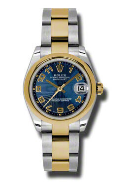 Rolex Datejust Lady 31 Blue Dial Stainless Steel and 18K Yellow Gold Oyster Bracelet Automatic Watch #178243BLCAO - Watches of America