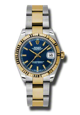 Rolex Datejust Lady 31 Blue Dial Stainless Steel and 18K Yellow Gold Oyster Bracelet Automatic Watch #178273BLSO - Watches of America