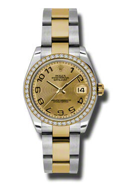 Rolex Datejust Lady 31 Champagne Concentric Circle Dial Stainless Steel and 18K Yellow Gold Oyster Bracelet Automatic Watch #178383CCAO - Watches of America