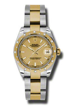 Rolex Datejust Lady 31 Champagne Dial Stainless Steel and 18K Yellow Gold Oyster Bracelet Automatic Watch #178343CSO - Watches of America