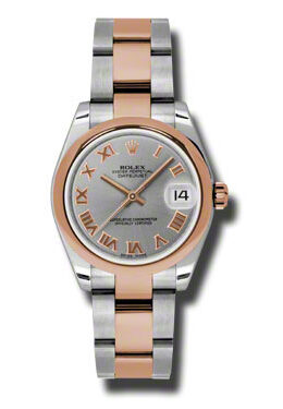 Rolex Datejust Lady 31 Grey Dial Stainless Steel and 18K Everose Gold Oyster Bracelet Automatic Watch #178241GRO - Watches of America