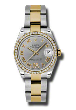 Rolex Datejust Lady 31 Grey Dial Stainless Steel and 18K Yellow Gold Oyster Bracelet Automatic Watch #178383GRDO - Watches of America