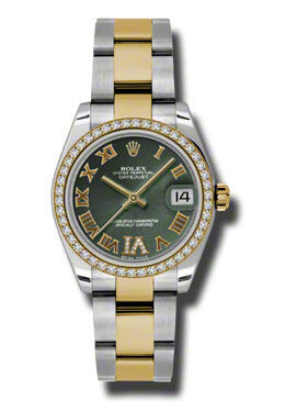 Rolex Datejust Lady 31 Olive Green Dial Stainless Steel and 18K Yellow Gold Oyster Bracelet Automatic Watch #178383GNRDO - Watches of America