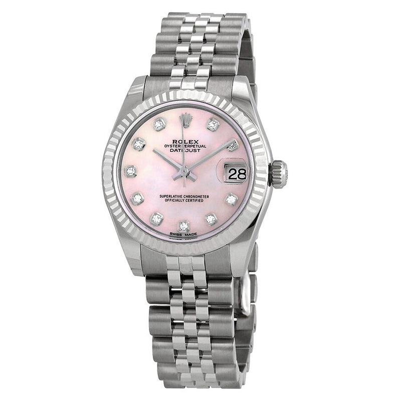 Rolex Datejust Lady 31 Pink Mother-of-pearl with Diamonds Dial Stainless Steel Jubilee Bracelet Automatic Watch #178274PMDJ - Watches of America