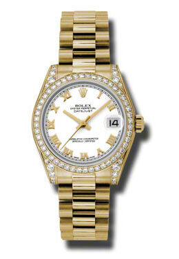 Rolex Datejust Lady 31 White Dial 18K Yellow Gold President Automatic Ladies Watch #178158WRP - Watches of America