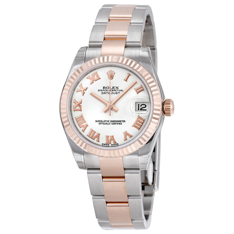 Rolex Datejust Lady 31 White Dial Stainless Steel and 18K Everose Gold Oyster Bracelet Automatic Watch #178271WRO - Watches of America