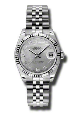 Rolex Datejust Lady 31 White Goldust Mother of Pearl Dial Stainless Steel Jubilee Bracelet Automatic Watch #178274WGDMADJ - Watches of America