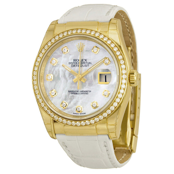 Rolex Datejust Mother of Pearl Dial 18kt Yellow Gold Ladies Watch #116188MDL - Watches of America